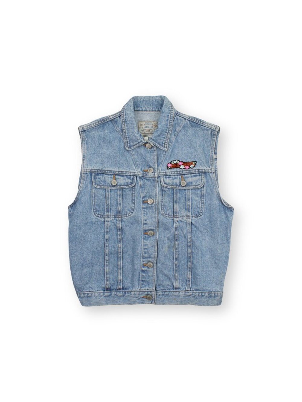 Vintage Gitano Harley Davidson Patch Denim Vest Women's L